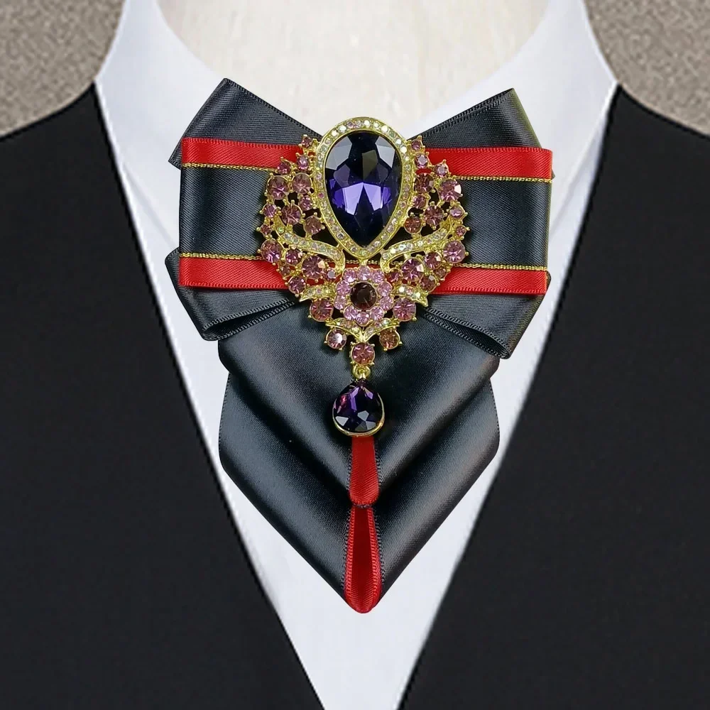 Men'S Formal Wear Bow Ties - Luxury Original New Purple Rhinestone Bow