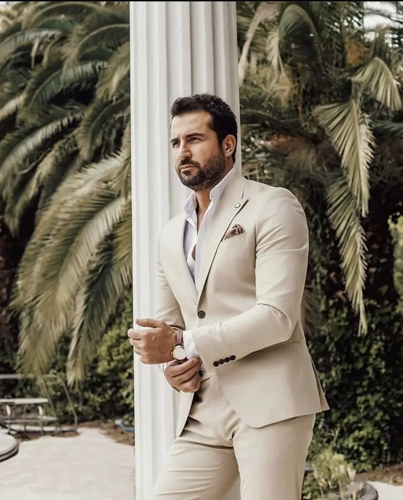 Latest Men Formal Wear - Costume Homme Beige Wedding Tuxedos Groom