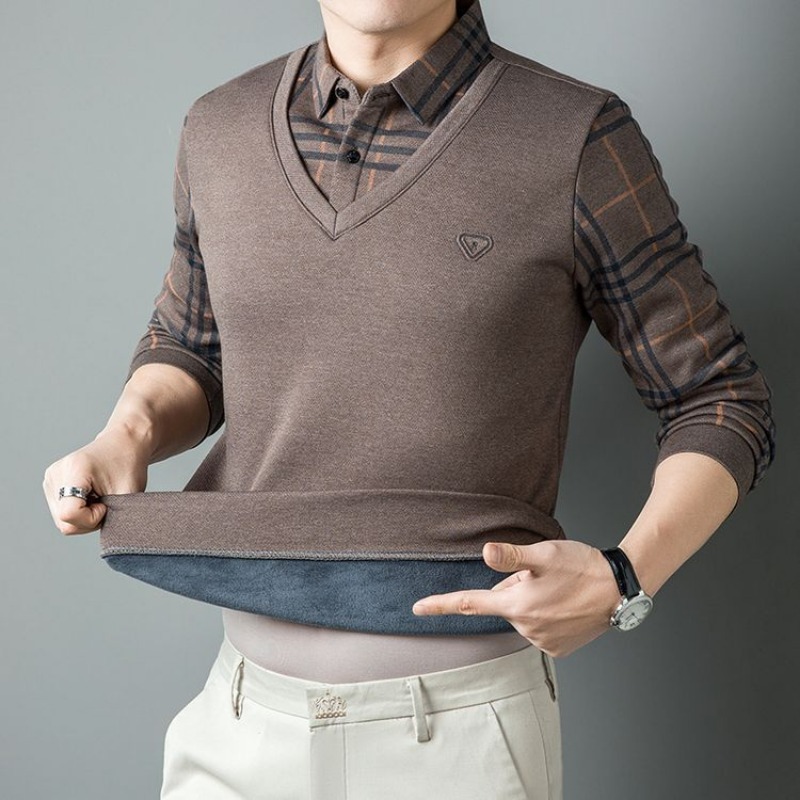 Men'S Polo Formal Wear - Men Fake Two Pieces Polo Shirts