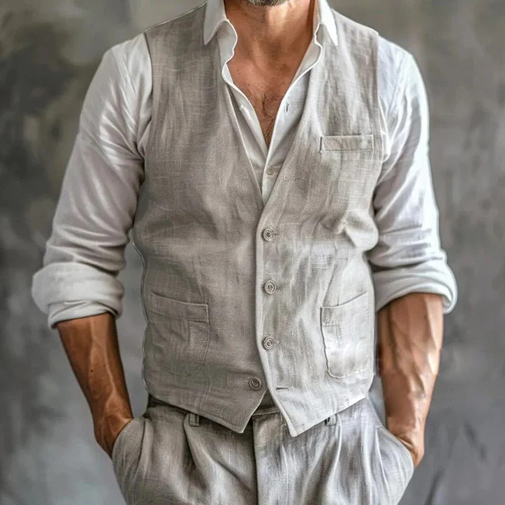 Men's Linen Vest Summer Male G - Formal Vest Waistcoat recension och pris