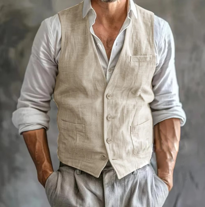 Men's Linen Vest Summer Male G - Formal Vest Waistcoat recension och pris