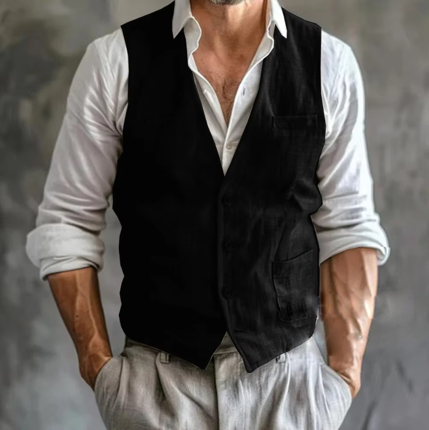 Men's Linen Vest Summer Male G - Formal Vest Waistcoat recension och pris