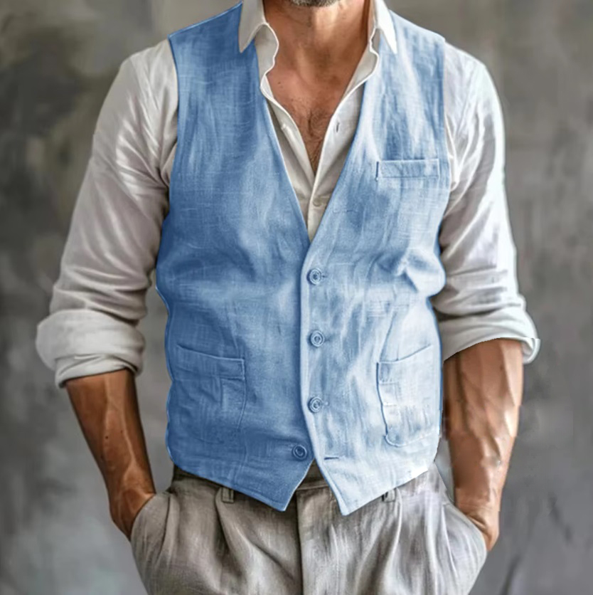 Men's Linen Vest Summer Male G - Formal Vest Waistcoat recension och pris