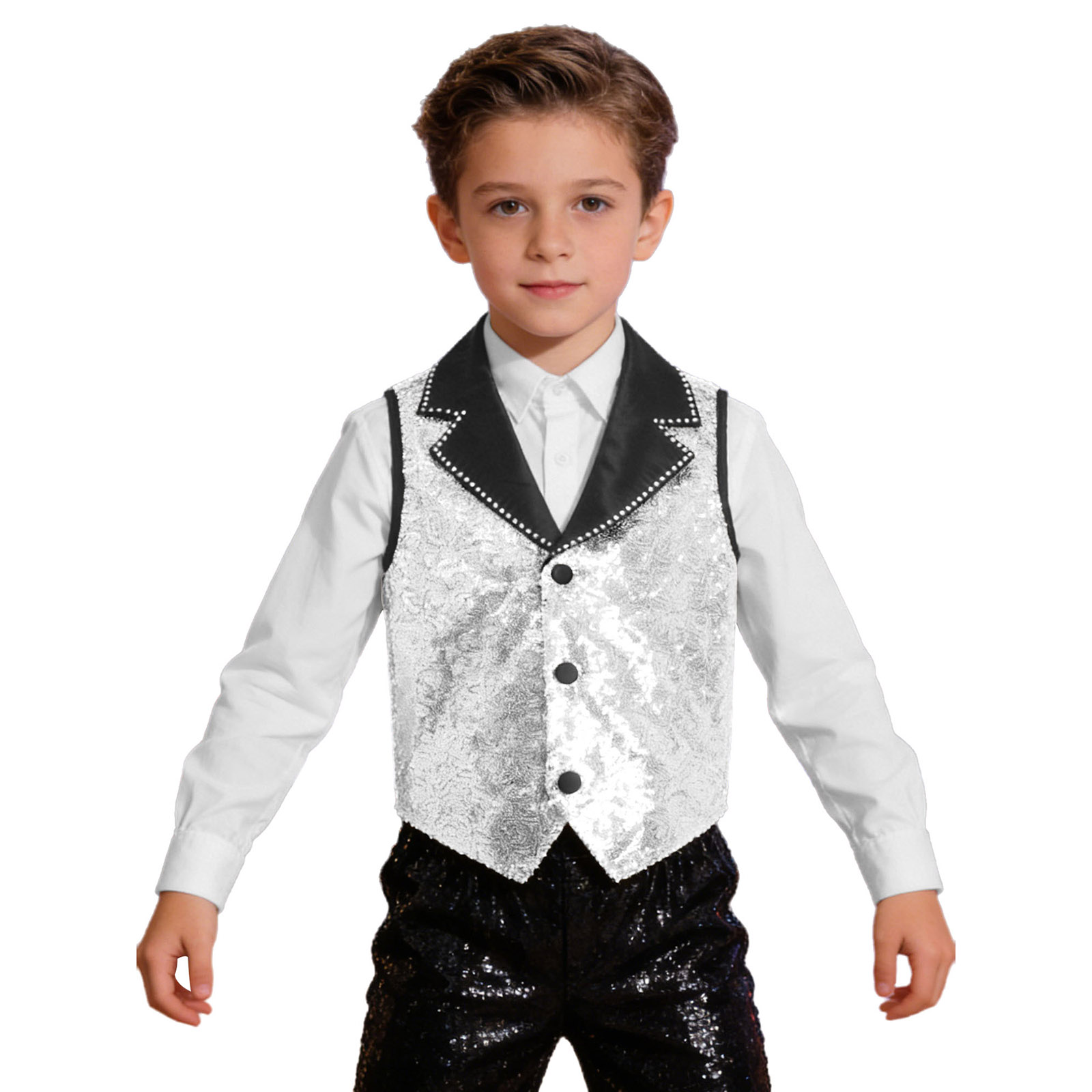 Boys Girls Vest Shiny Sequin S - Formal Vest Waistcoat recension och pris