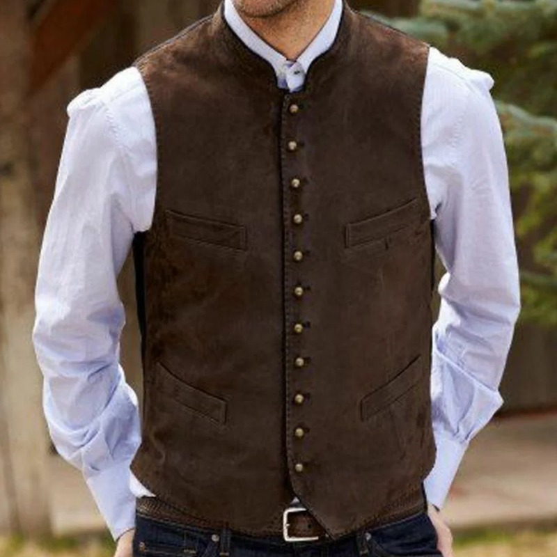 Men Vest Coffee Suede Velvet S - Formal Vest Waistcoat recension och pris