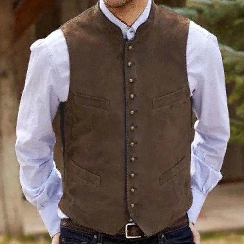 Men Vest Coffee Suede Velvet S - Formal Vest Waistcoat recension och pris