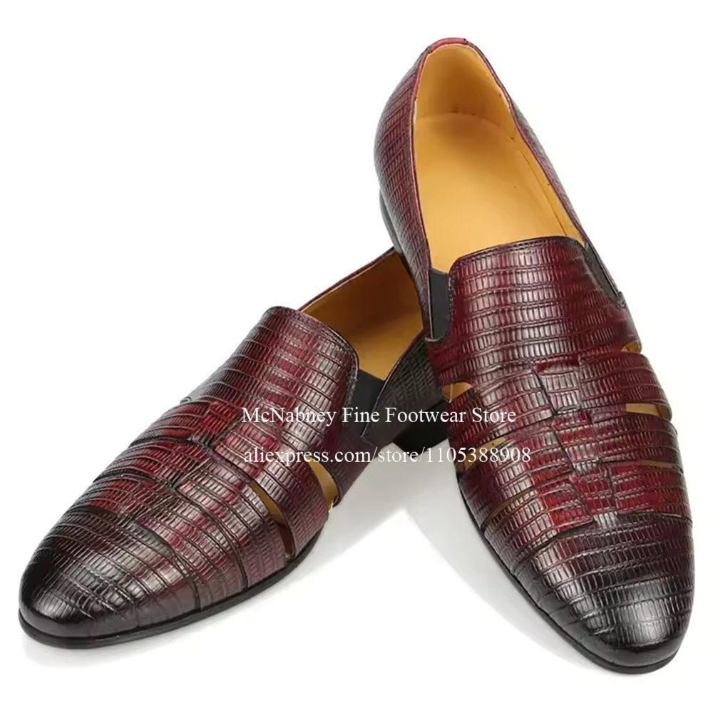 Breathable Cutout Burgundy Bla - Formal Men Daily Wear Shoes recension och pris