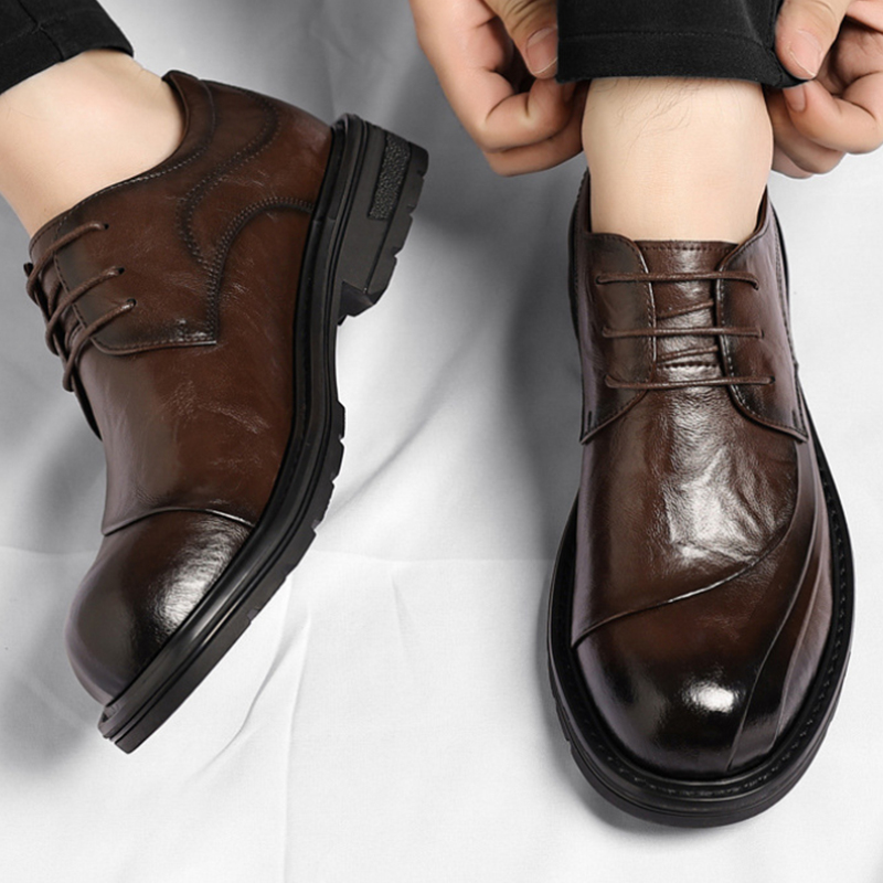 Brown Burnished Genuine Leathe - Formal Men Daily Wear Shoes recension och pris