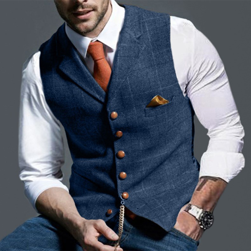 Fashion Men's Vests Lapel Twee - Men Formal Wear Vest recension och pris