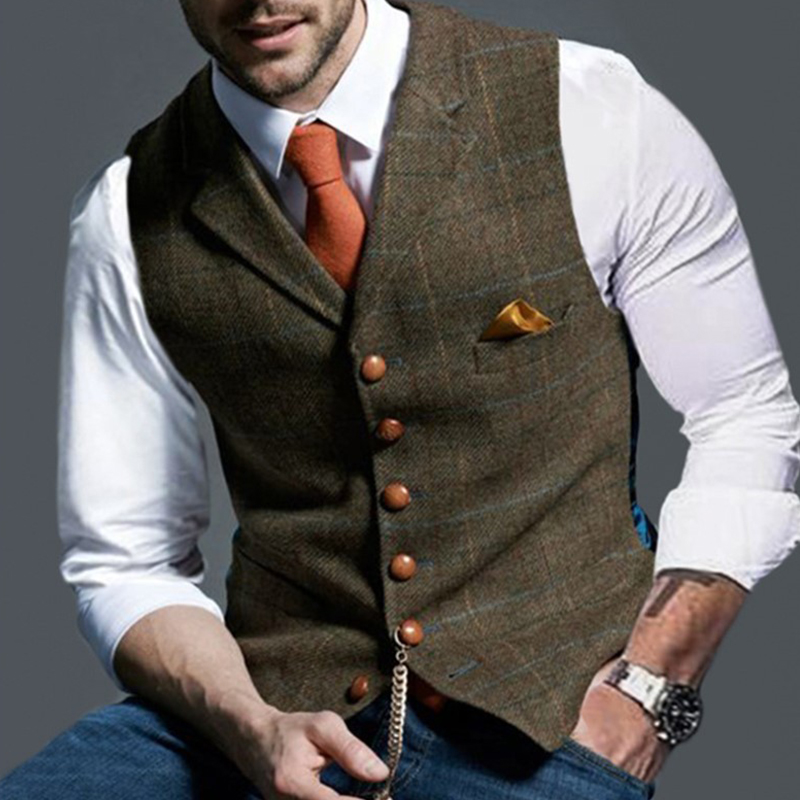 Fashion Men's Vests Lapel Twee - Men Formal Wear Vest recension och pris