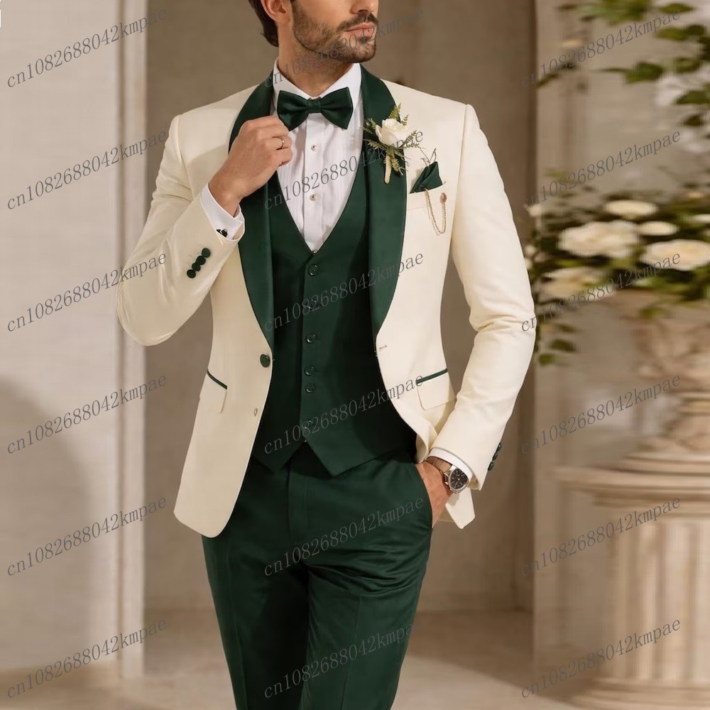 New Ivory And Dark Green Forma - Men Formal Wear Vest recension och pris