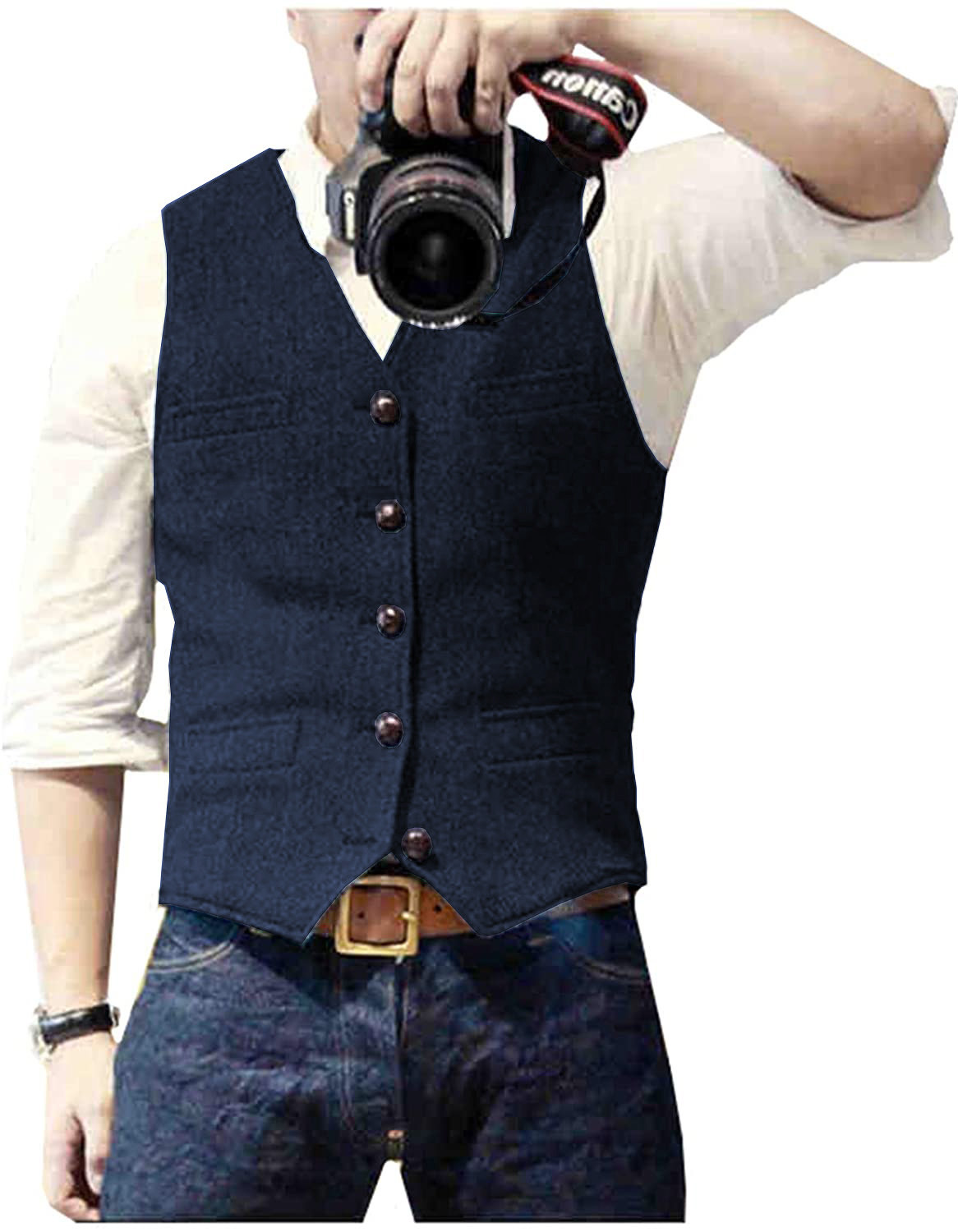 Men's Suit Vest V Neck Wool He - Men Formal Wear Vest recension och pris