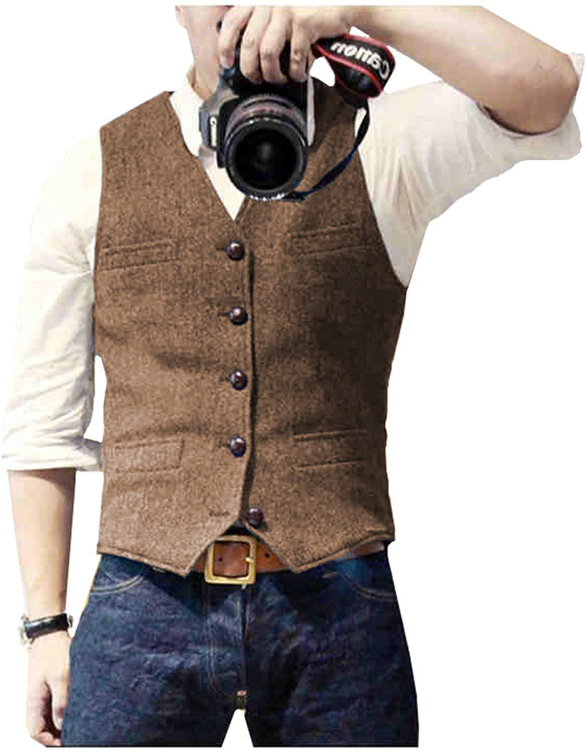 Men's Suit Vest V Neck Wool He - Men Formal Wear Vest recension och pris