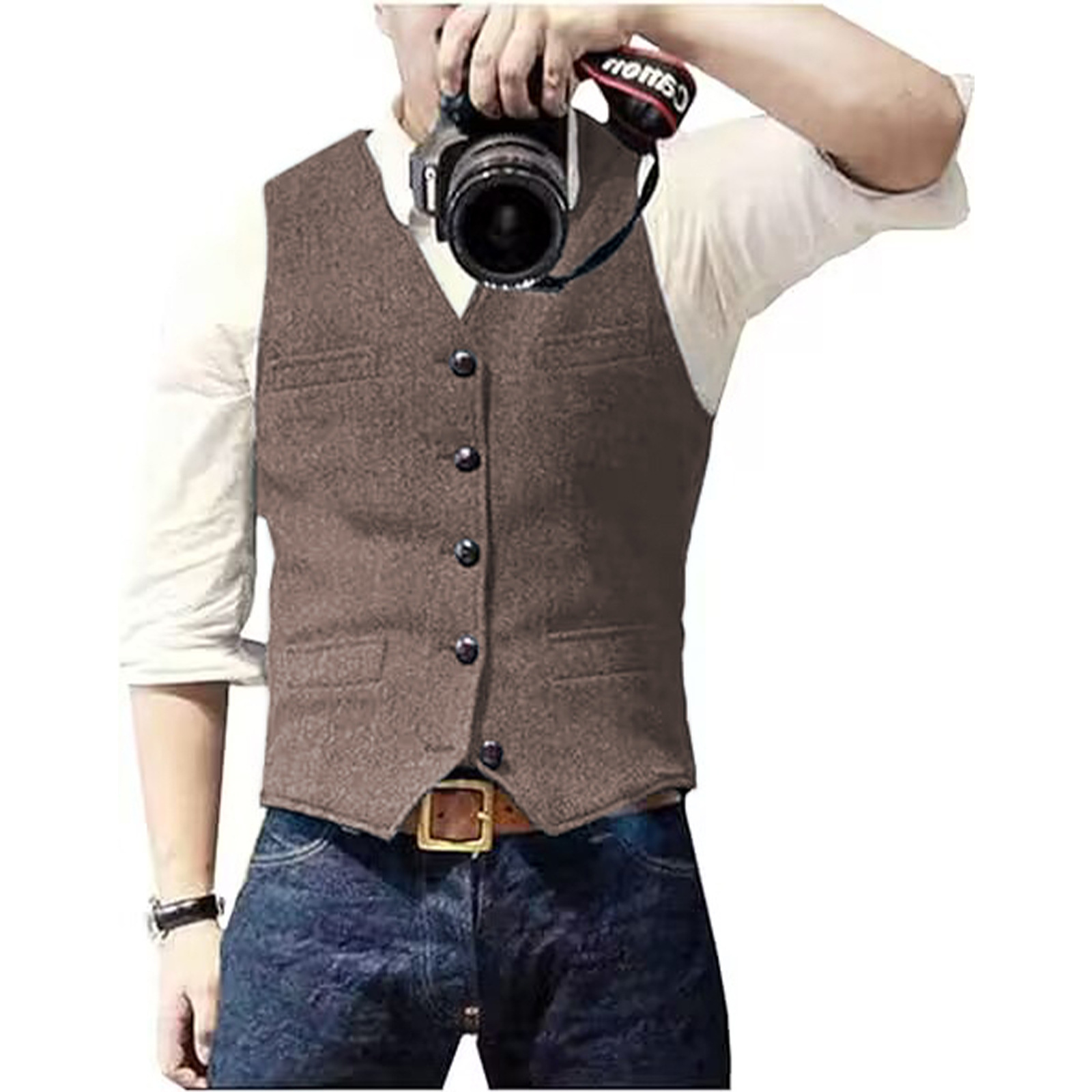 Men's Suit Vest V Neck Wool He - Men Formal Wear Vest recension och pris