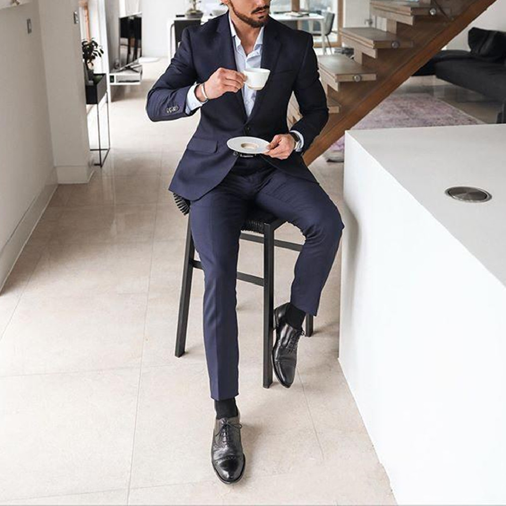 Navy Blue 2-Piece Men's Tuxedo - Latest Men Formal Wear recension och pris