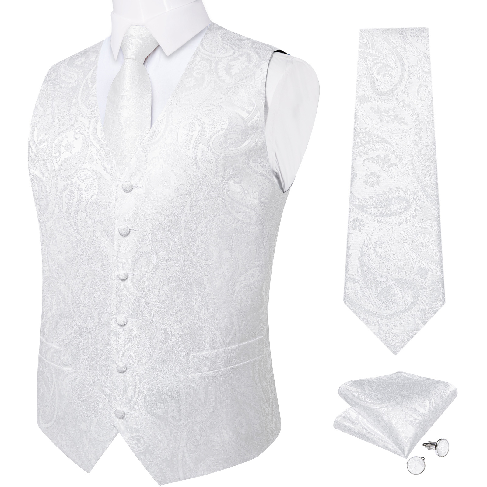 Pure White Wedding Vest for Ma - Men Formal Wear Vest recension och pris
