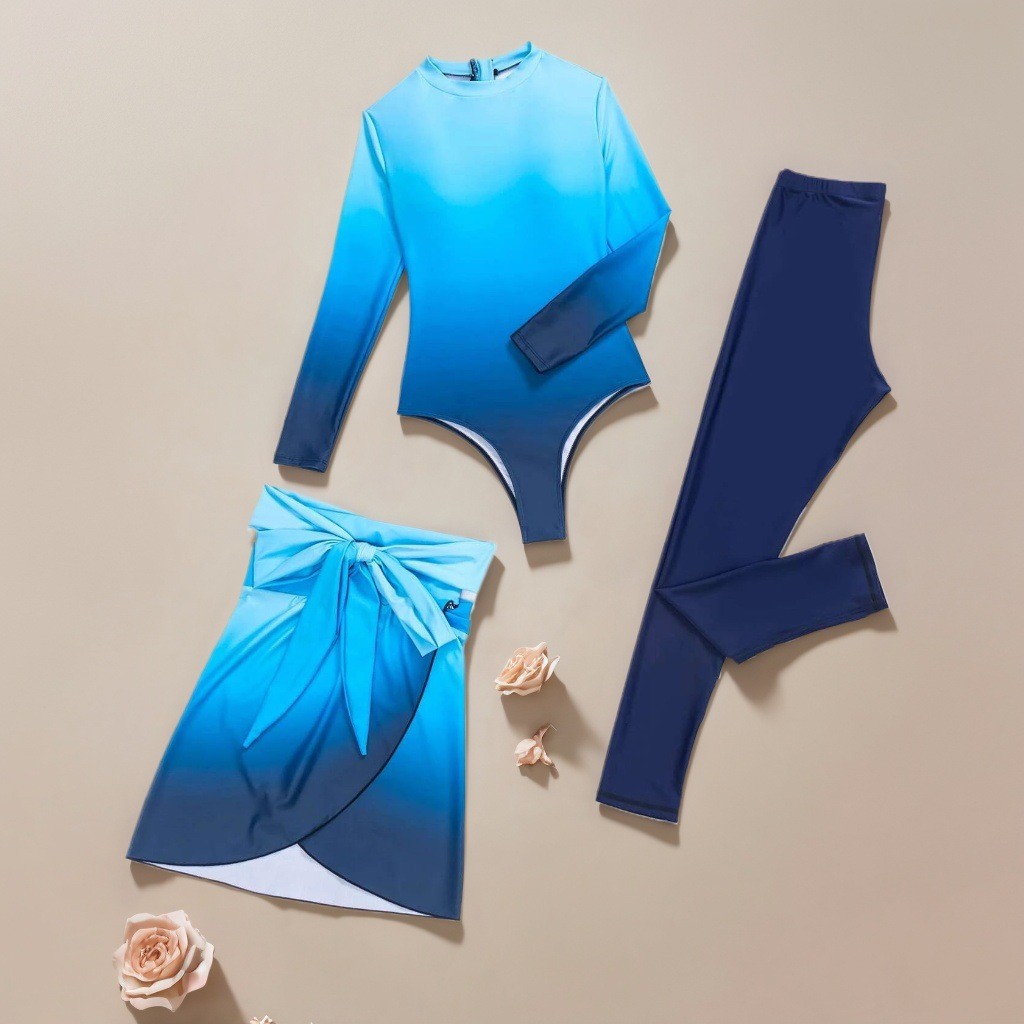 Blue Long Sleeve Swimsuit High - Slim Fit Suit Set recension och pris