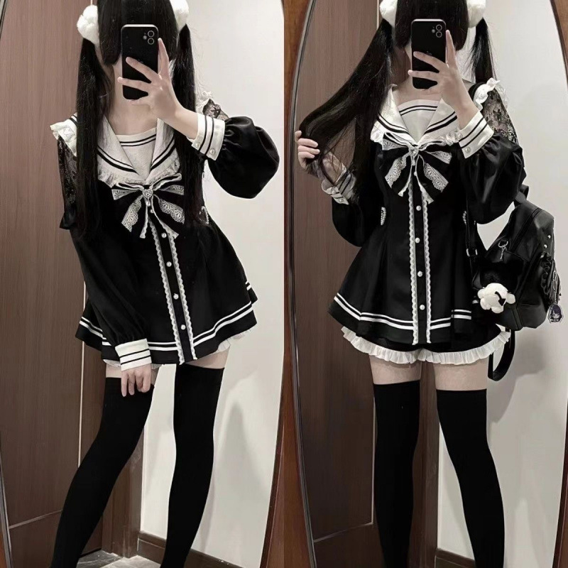 Jirai Kei Sailor Black Dress L - Slim Fit Suit Set recension och pris