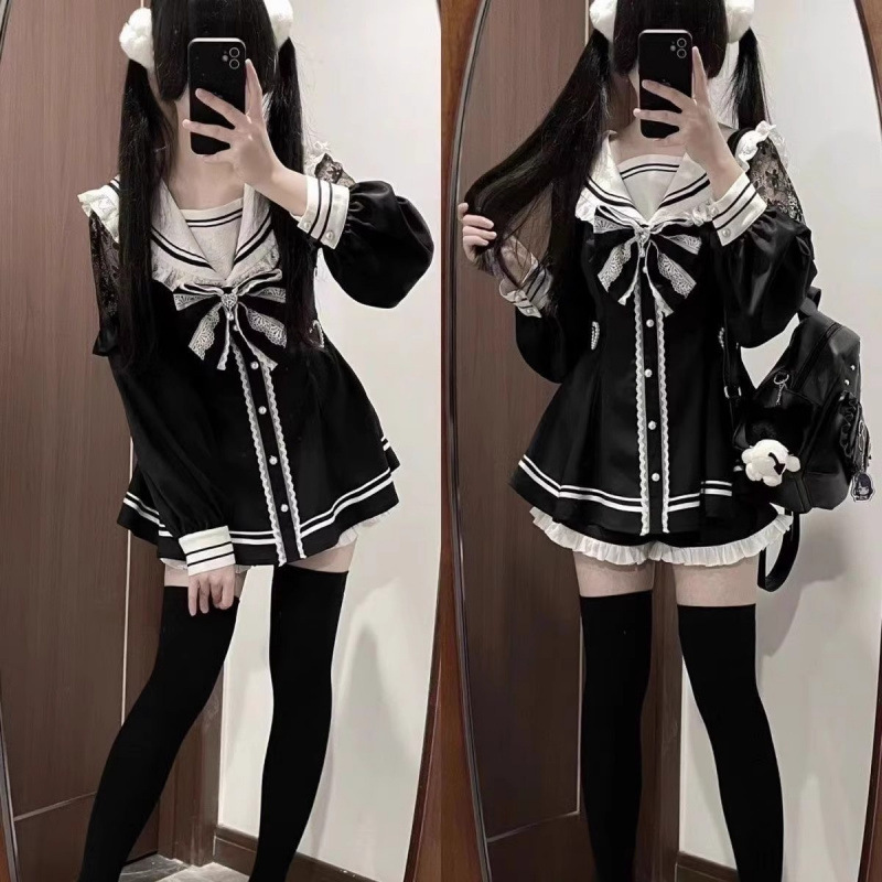 Jirai Kei Sailor Black Dress L - Slim Fit Suit Set recension och pris